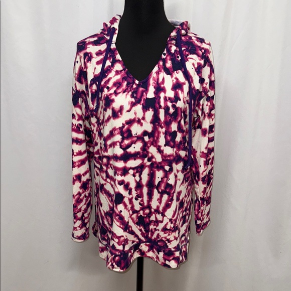 LuLaRoe Eliza Long Sleeve Hooded Top | Tie Dye | Size L - Picture 3 of 7